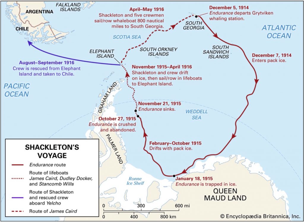 Map of Shackleton's Voyage ©Encyclopedia Britannica Inc.