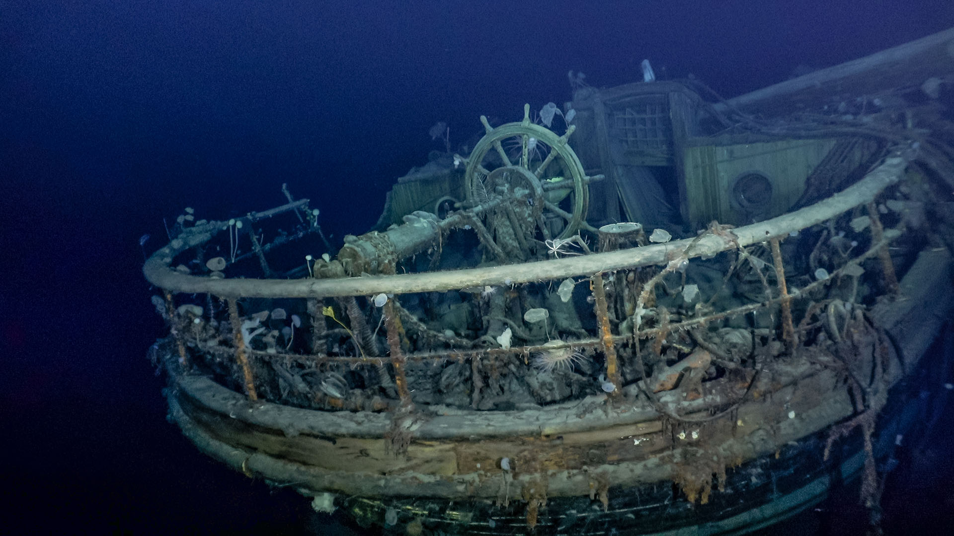 Endurance shipwreck - The stern of the Endurance with the name and emblematic polestar - Endurance22